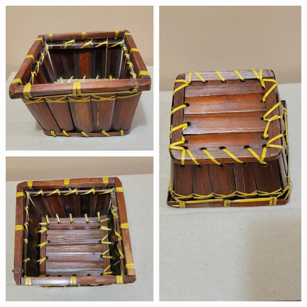 Vintage Small Handmade Bamboo Basket